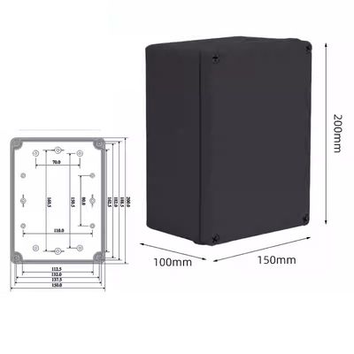 Chine 200*150*100mm vis en plastique ABS noir boîtier résistant aux intempéries pour PCB bricolage fournisseur