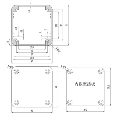 42*42*80mm Enveloppe en aluminium métallique à corps unique pour boîtier de panneau solaire en blanc et noir fournisseur